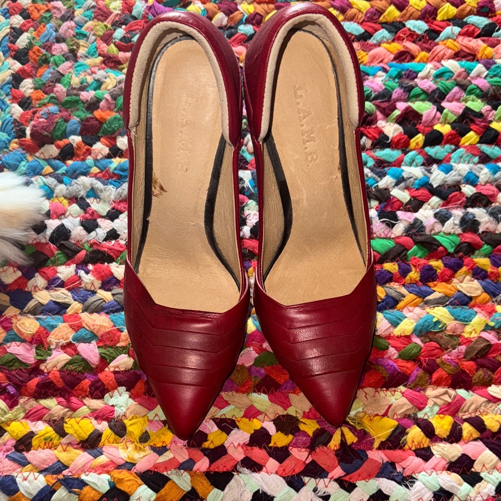 L.A.M.B by Gwen Stefani Deep Red Leather Heels